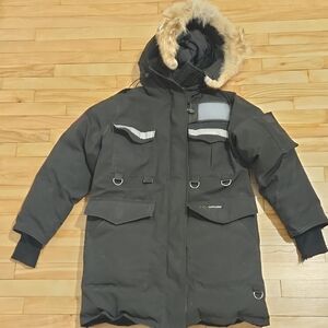 Canada Goose Women's Resolute Black Parka with Red and Blue Logo